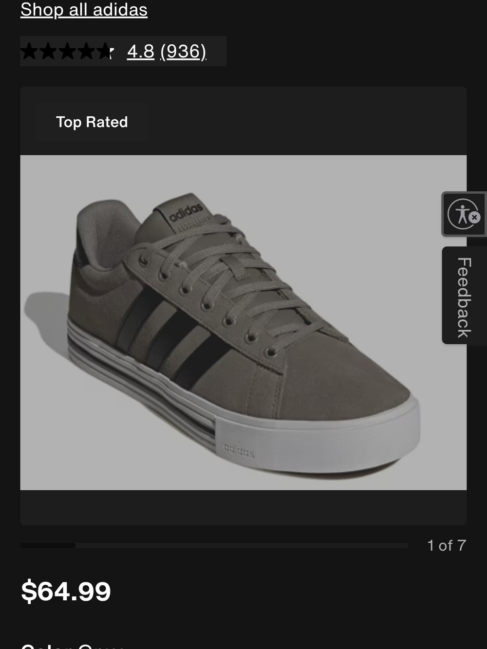 adidas Men’s Gray Suede Low-Top Sneakers with Black Stripes